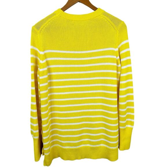 Tuckernuck Bar Harbor Sweater Womens Small Yellow White Striped Cotton Pullover - Picture 4 of 8
